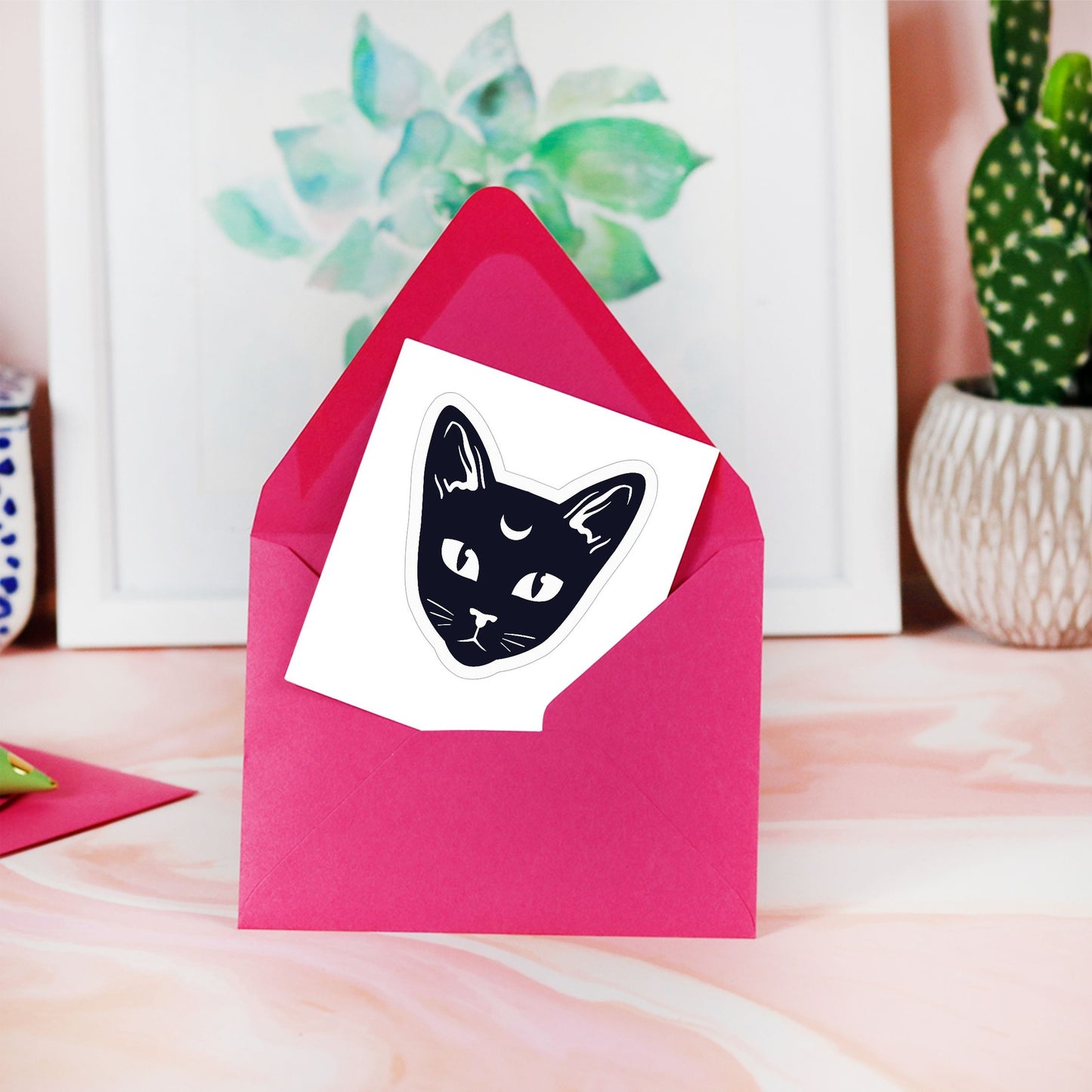 Cat Moon Kiss Cut Stickers - 3" x 3"