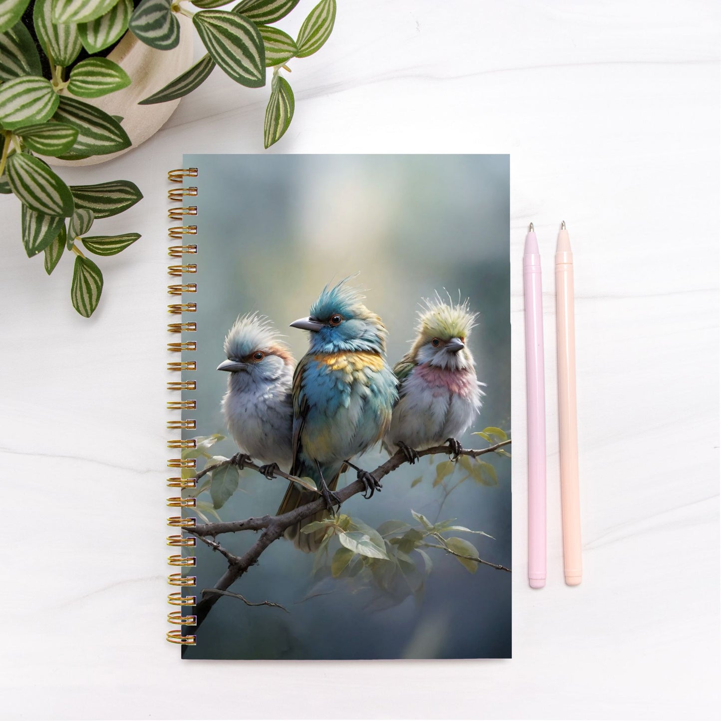 Enchanted Birds Notebook Hardcover Spiral 5.5 x 8.5