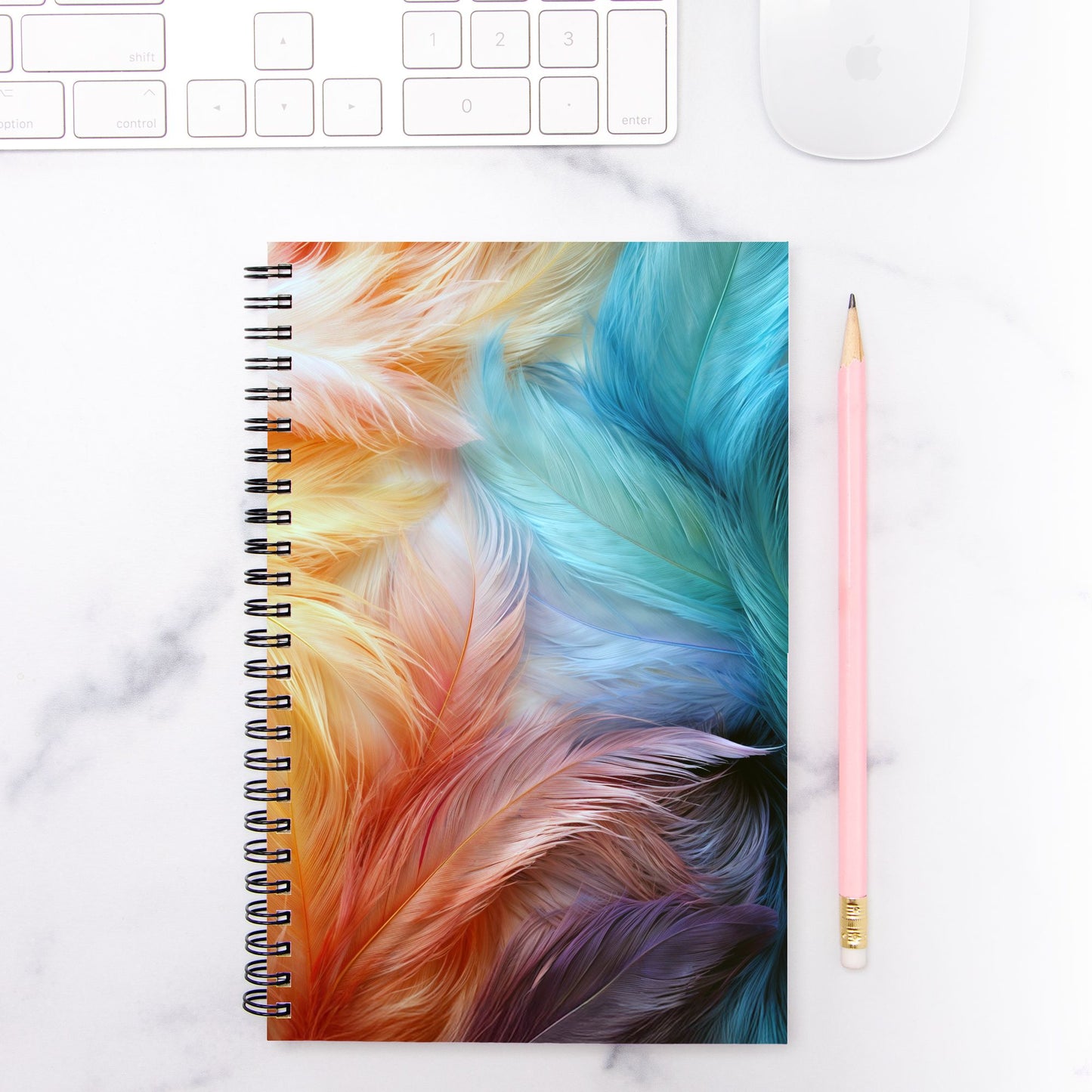 Angel Feathers Notebook Hardcover Spiral 5.5 x 8.5