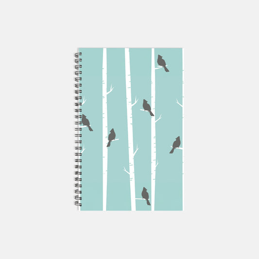 Ice Blue Bird Notebook Hardcover Spiral 5.5 x 8.5