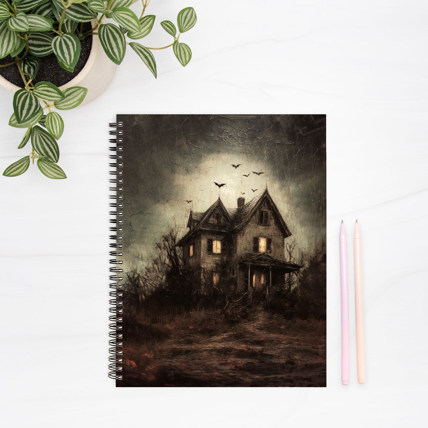 Haunted House Notebook Hardcover Spiral 8.5 x 11