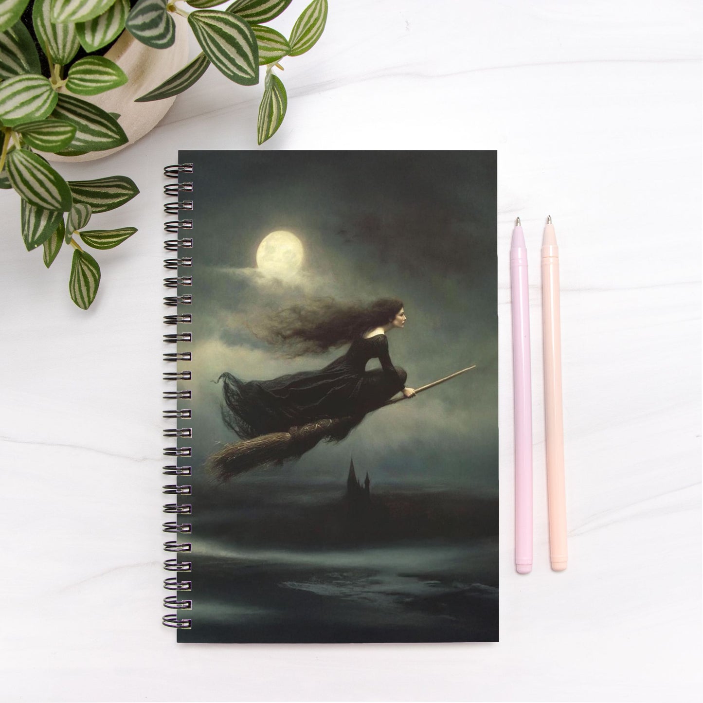 Flying Witch Notebook Hardcover Spiral 5.5 x 8.5
