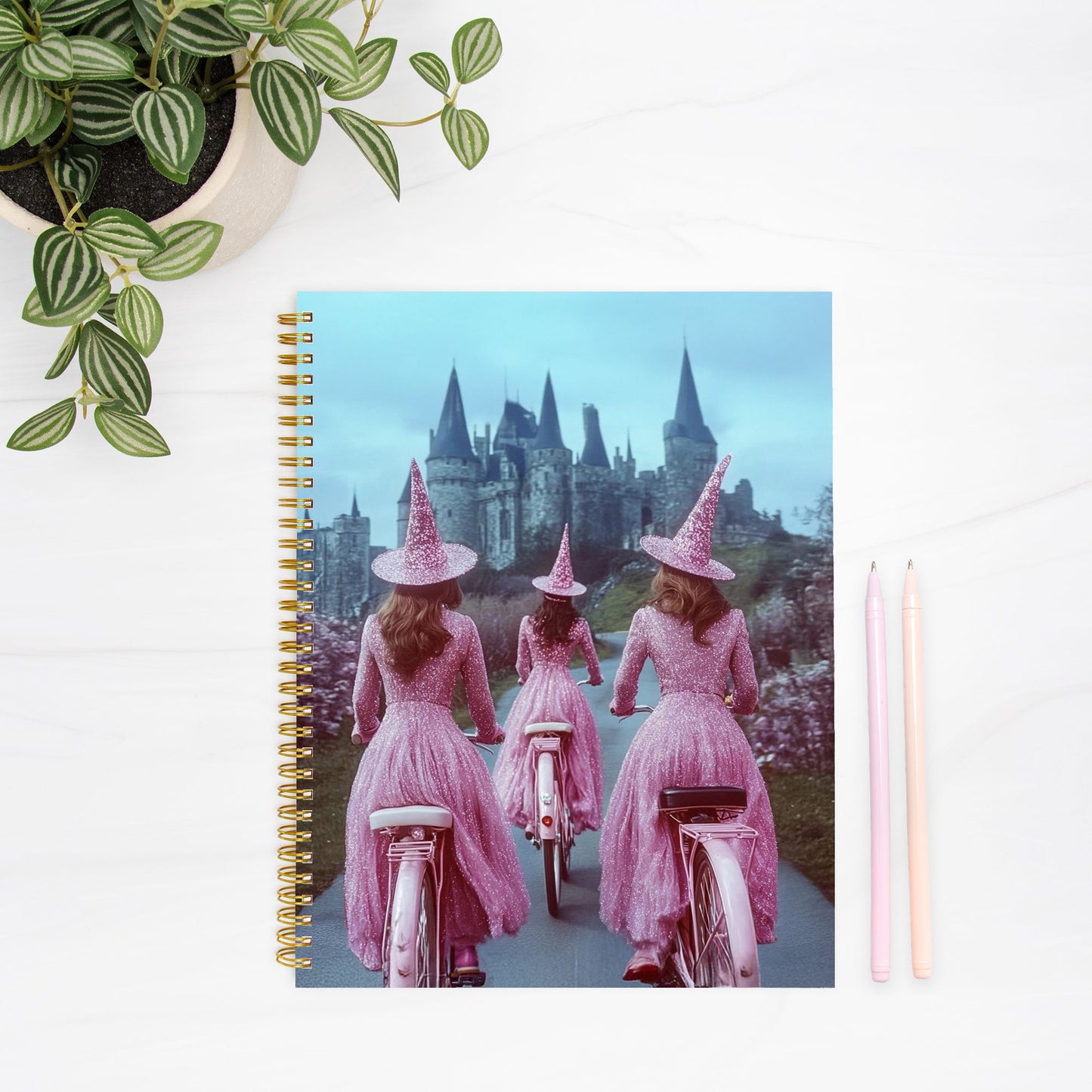 Pink Wardenguard Witches Notebook Hardcover Spiral 8.5 x 11
