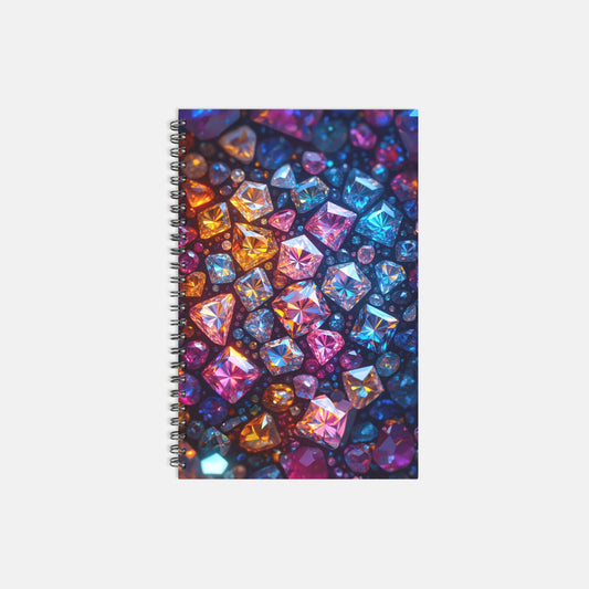 Gemstone  Kaleidoscope Notebook Hardcover Spiral 5.5 x 8.5