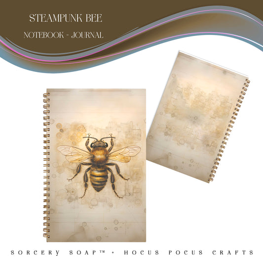 Steampunk Bee Notebook Hardcover Spiral 5.5 x 8.5