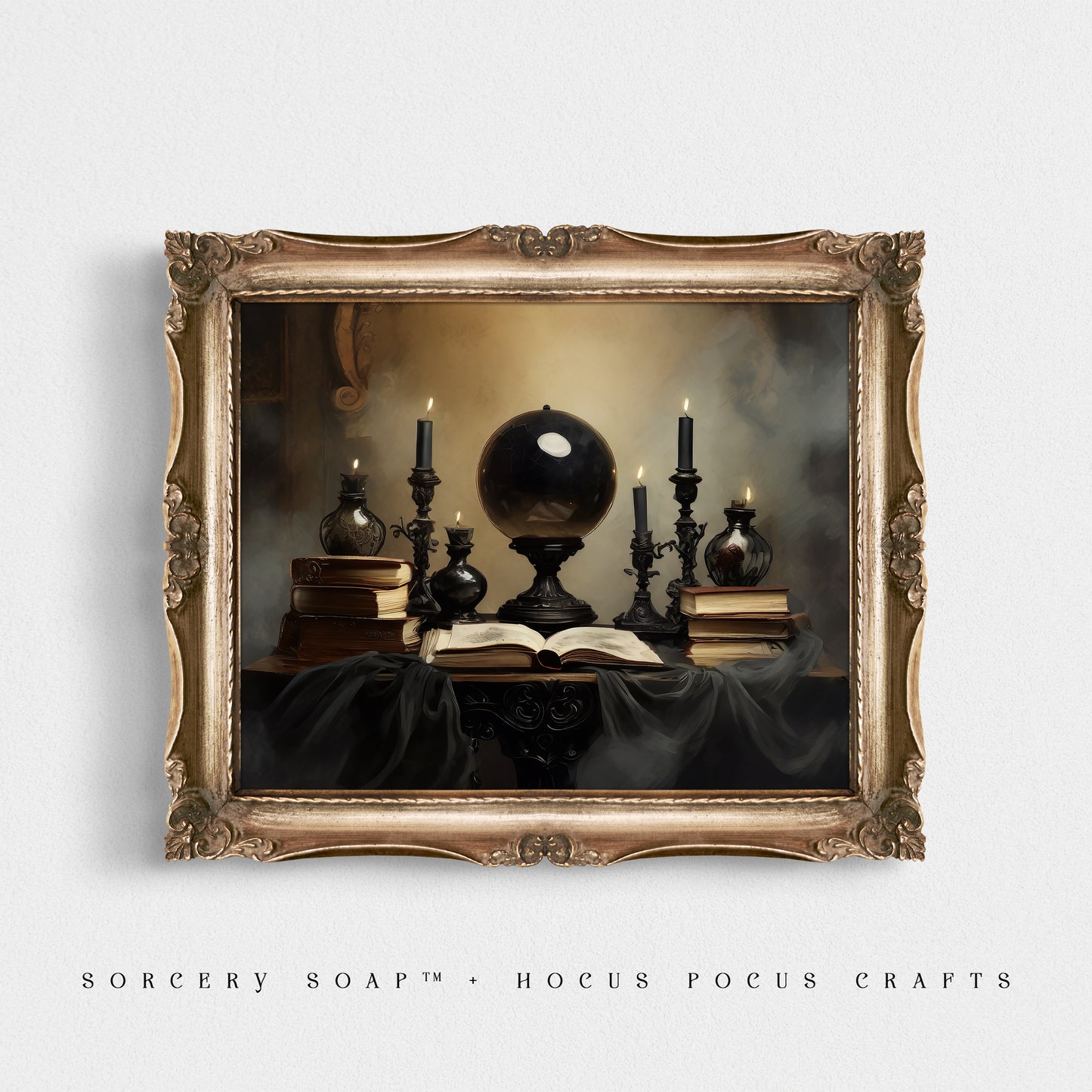 Spell Craft Black Crystal Ball Print - 18" x 24"