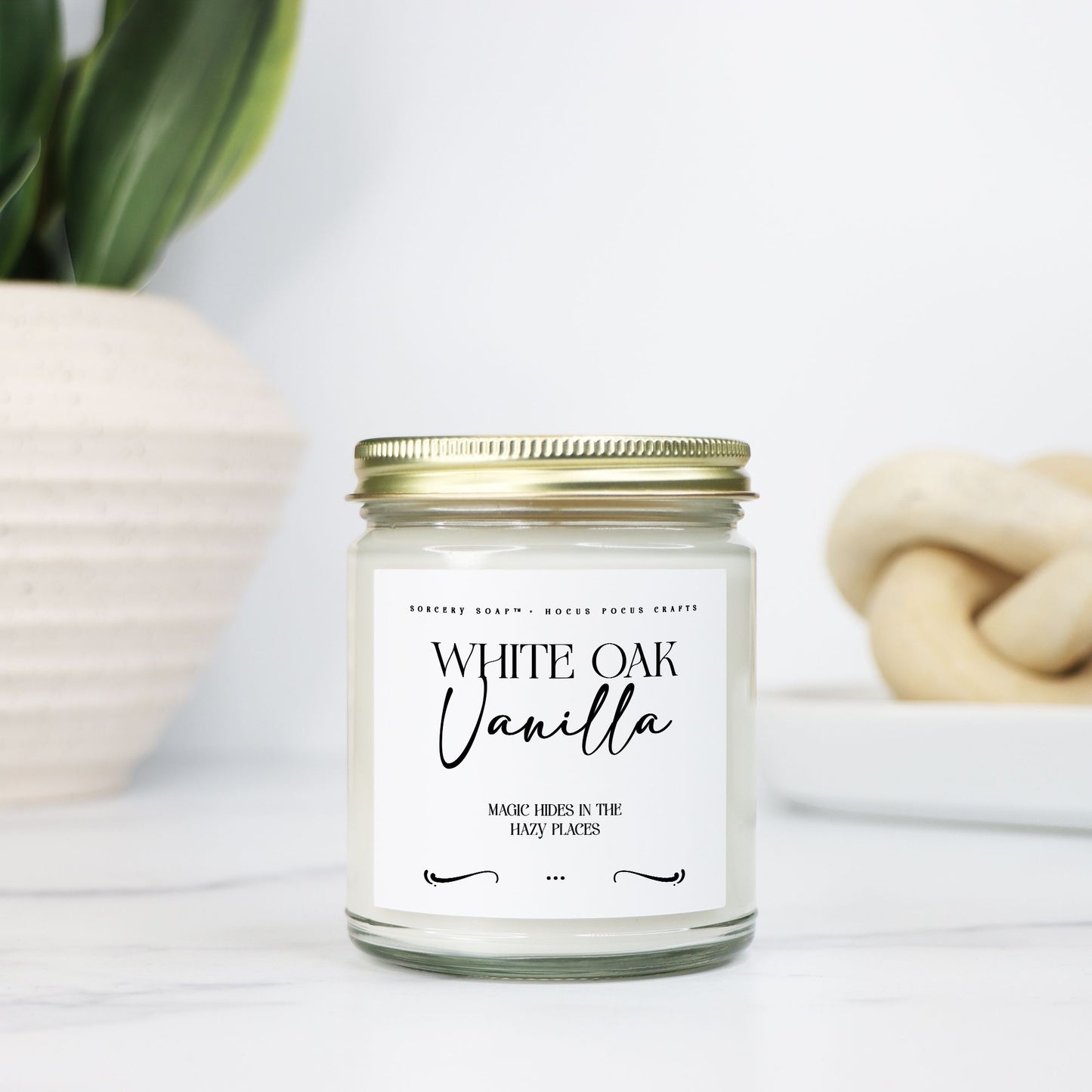 White Oak & Vanilla Candle Clear Jar 9oz