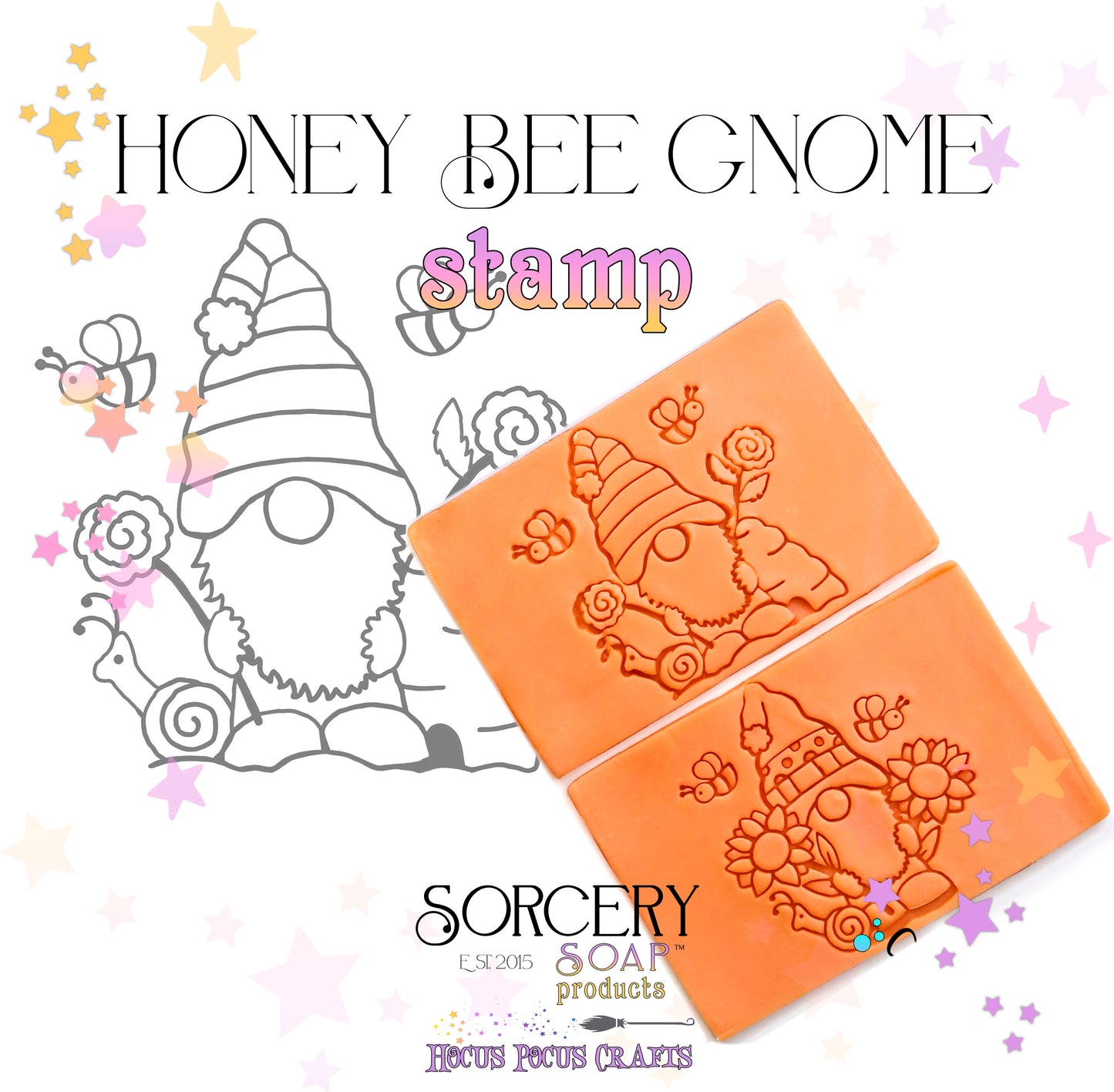 Honey Bee Gnome Soap Stamp