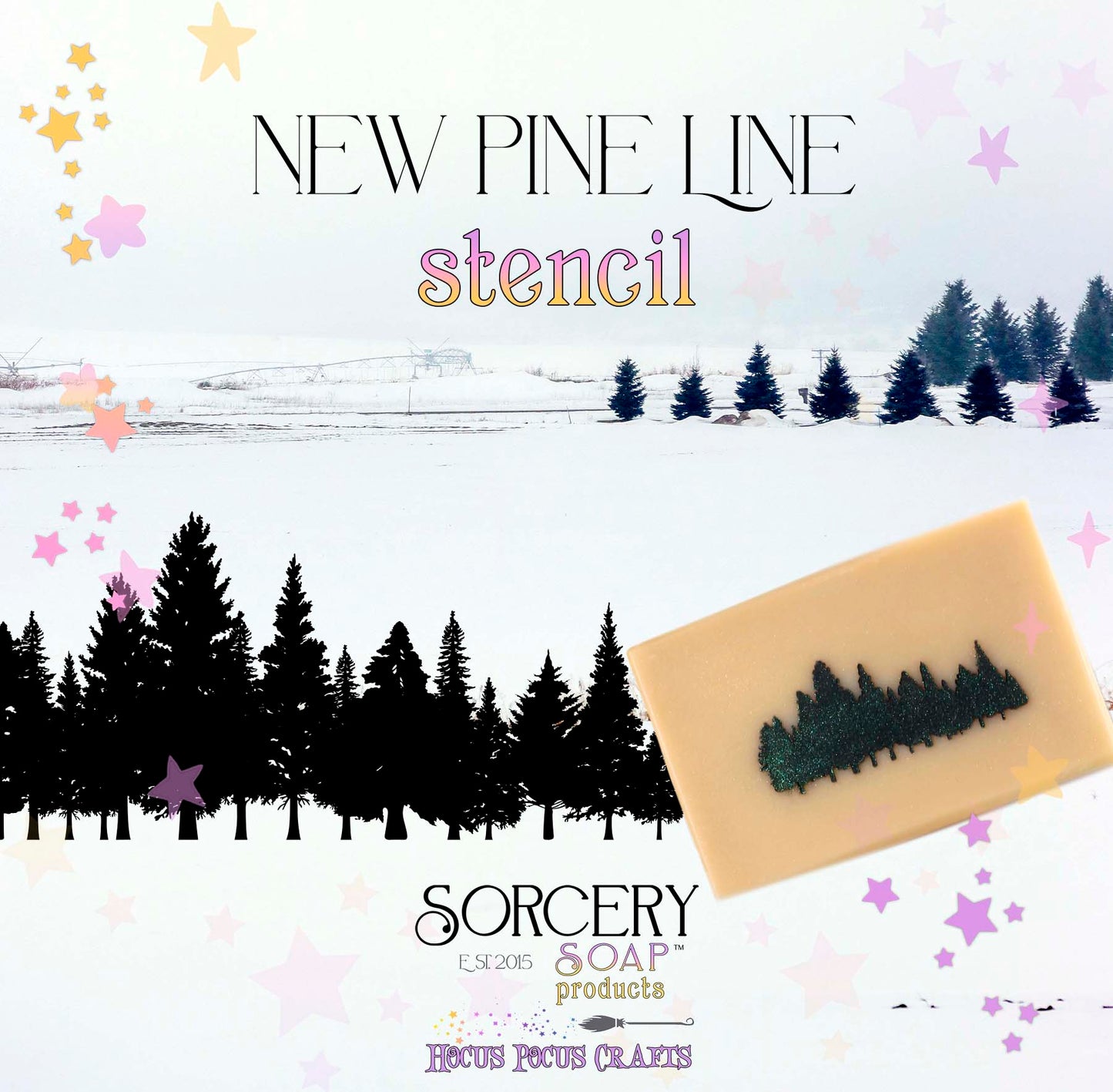 Botanical Stencils New Pine Line