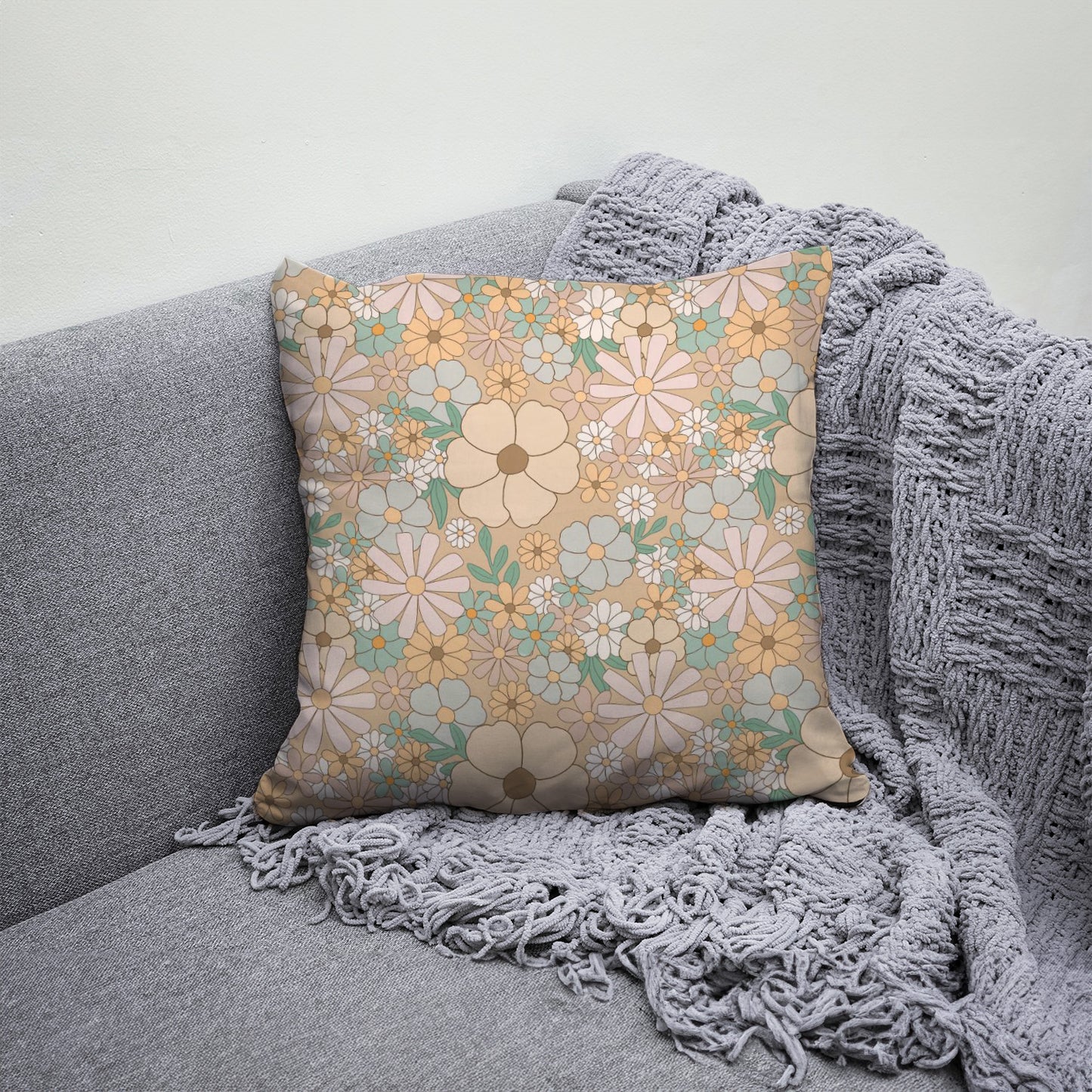 Peach Florals Artisan Pillow Case 20 Inch