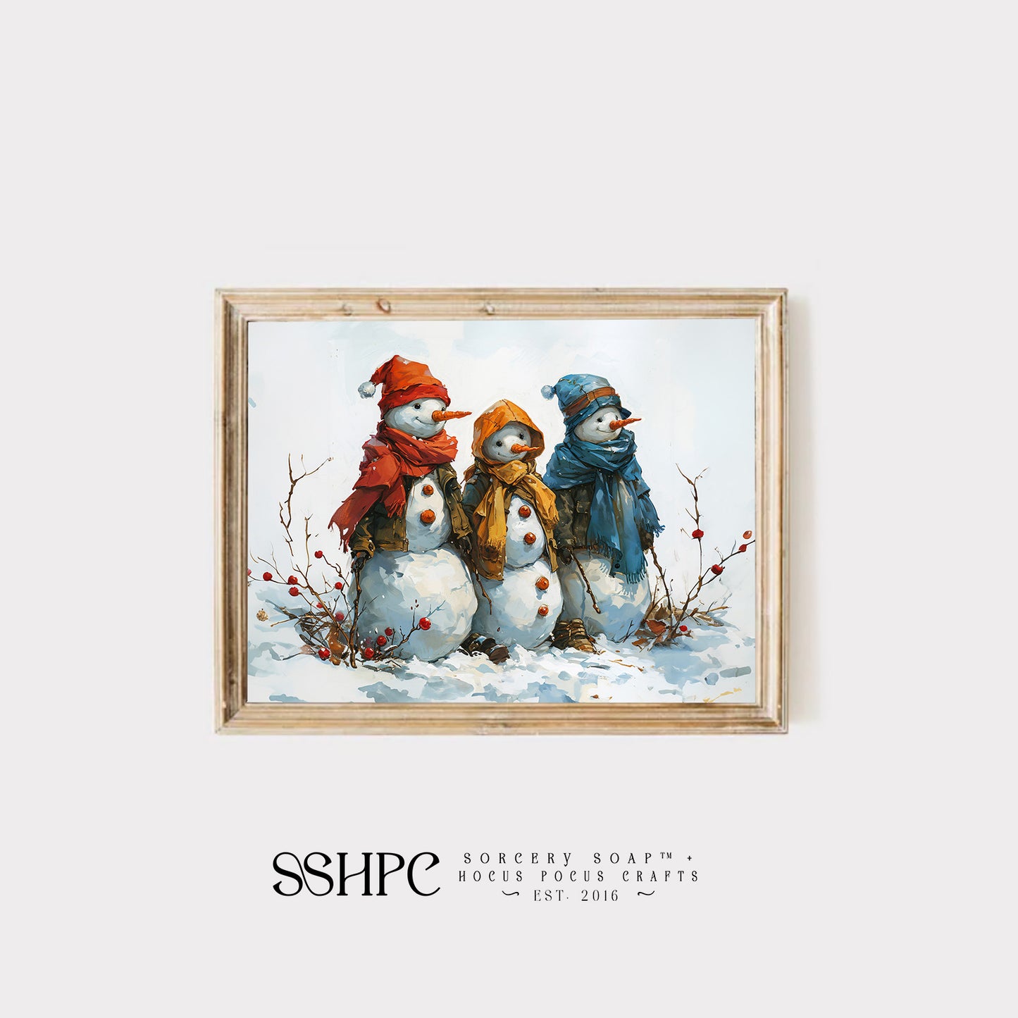 Snowmen Trio Print - 24" x 36"