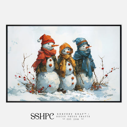 Snowmen Trio Print - 24" x 36"