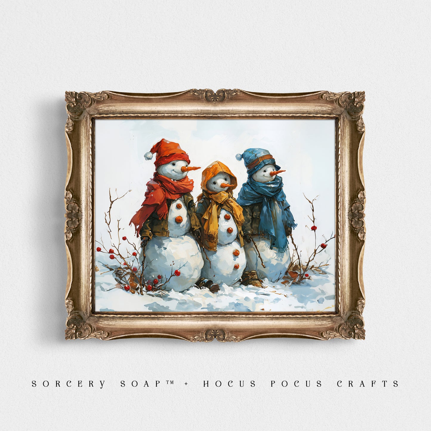 Snowmen Trio Print - 24" x 36"