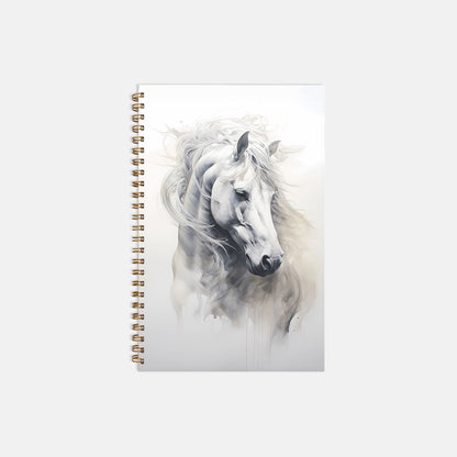 White Horse Notebook Hardcover Spiral 5.5 x 8.5
