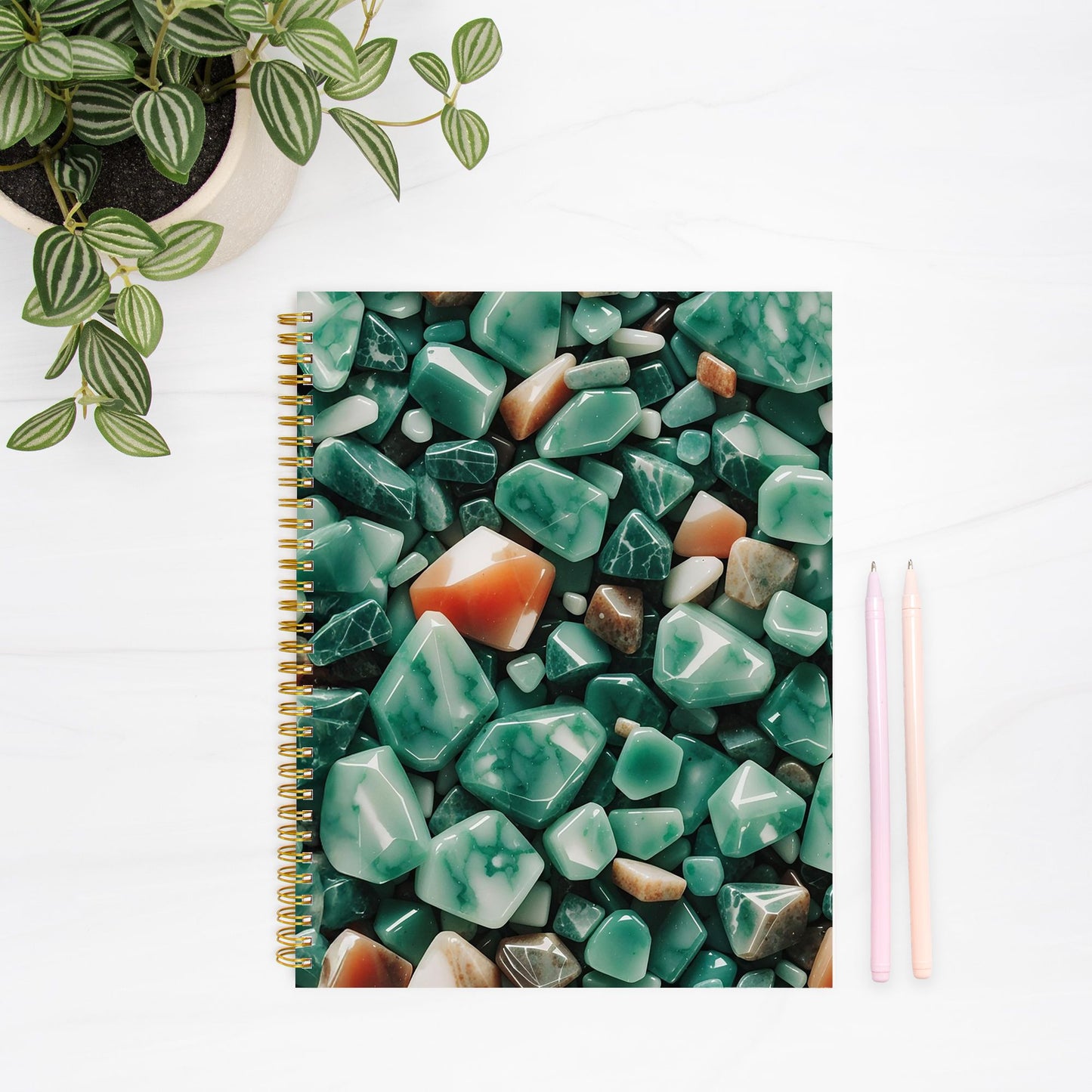 Jade and Carnelian Notebook Hardcover Spiral 8.5 x 11