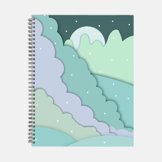 Paper Moon Journal Notebook Hardcover Spiral 8.5 x 11