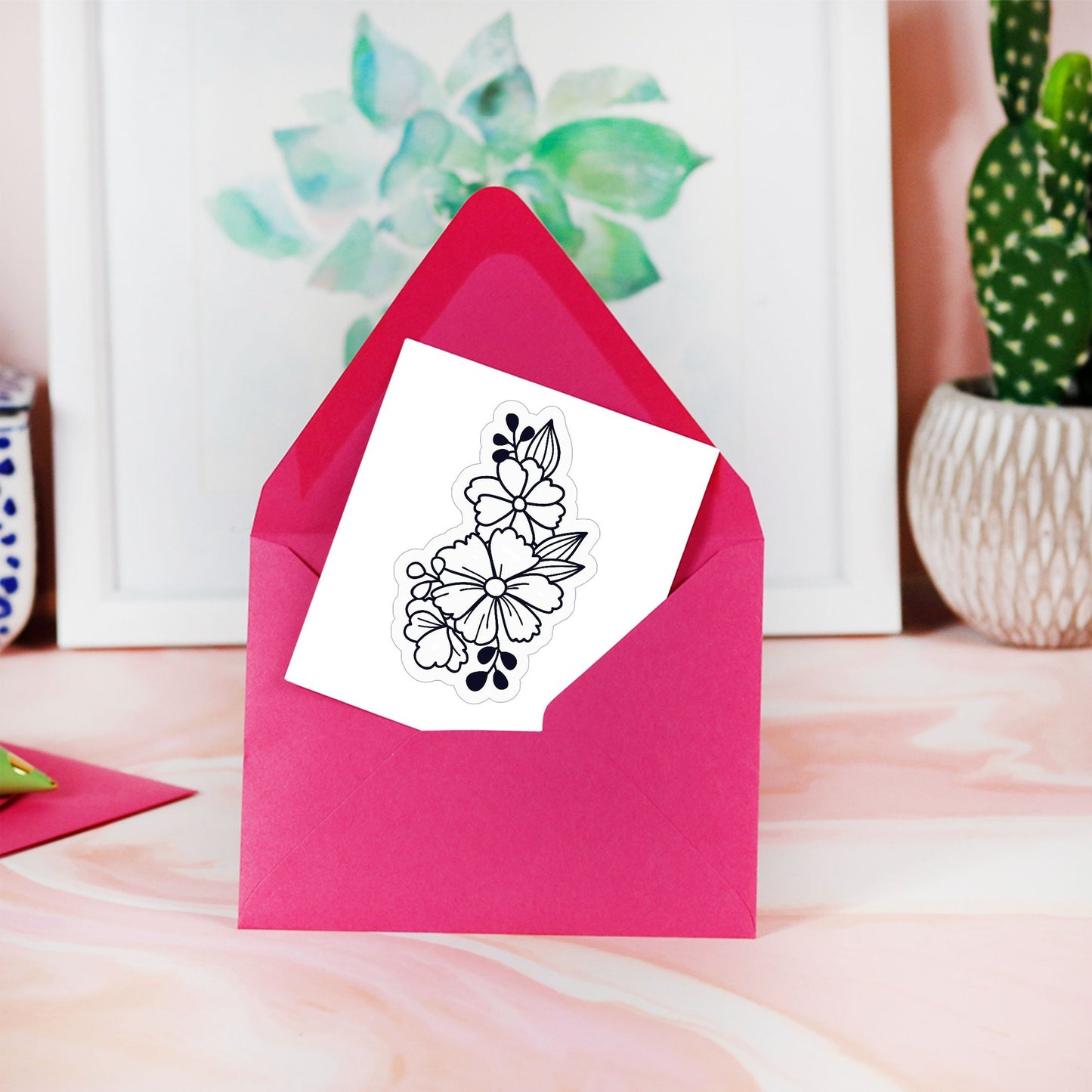 Flower Bouquet 2 Kiss Cut Stickers - 3" x 3"