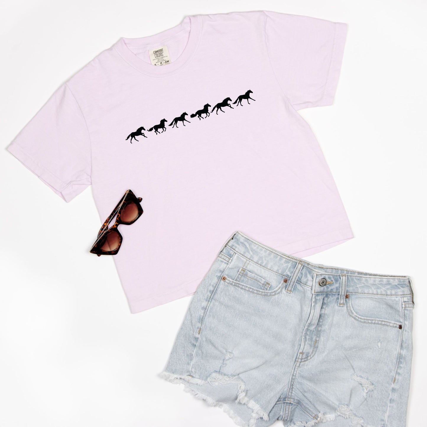 Horse Gallop Boxy Tee Shirt Orchid