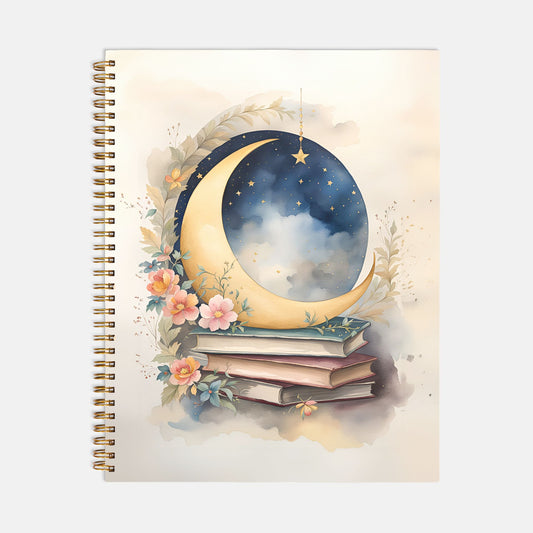 Moon and Stars Journal Notebook Hardcover Spiral 8.5 x 11