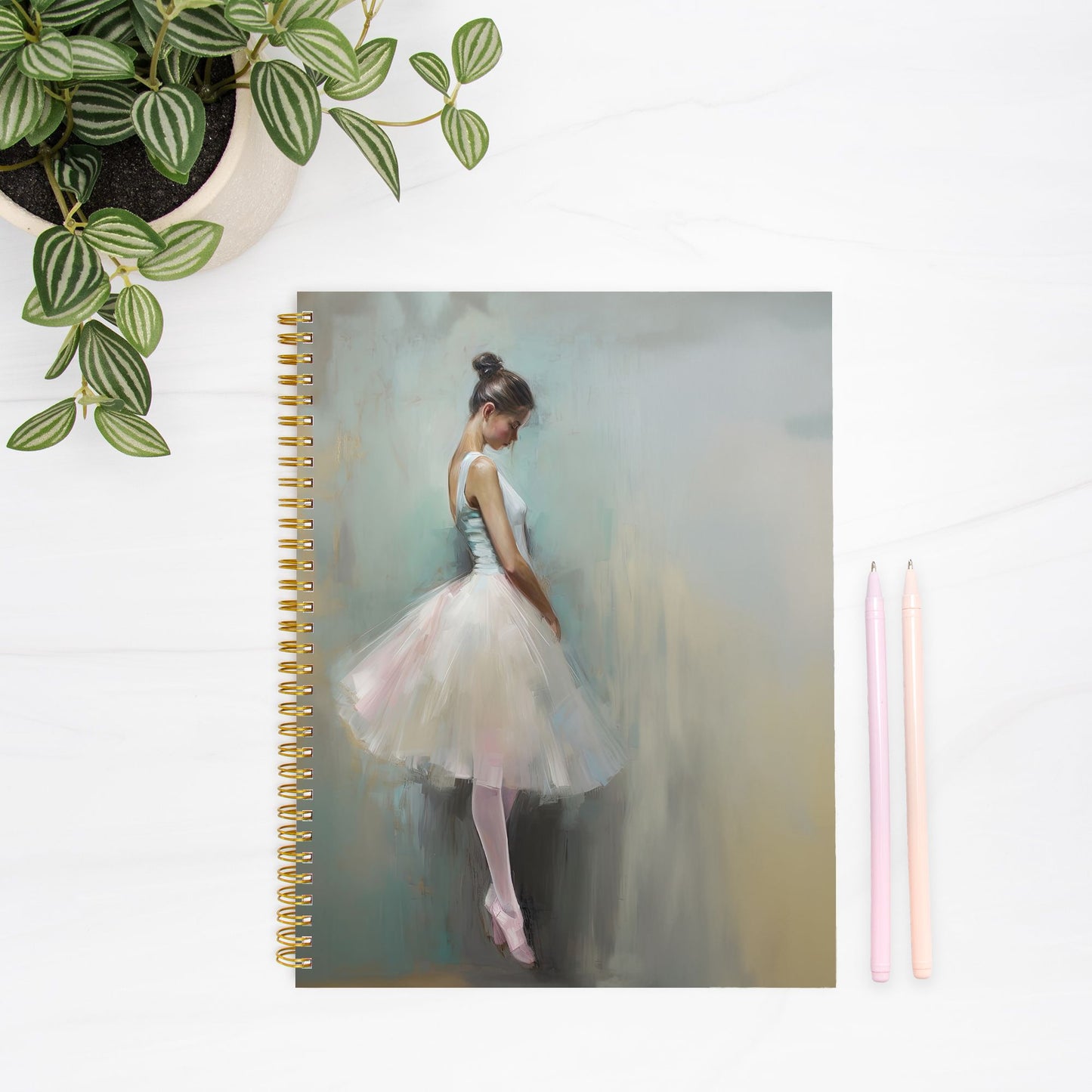 Ballerina Contemplation Journal Notebook Hardcover Spiral 8.5 x 11