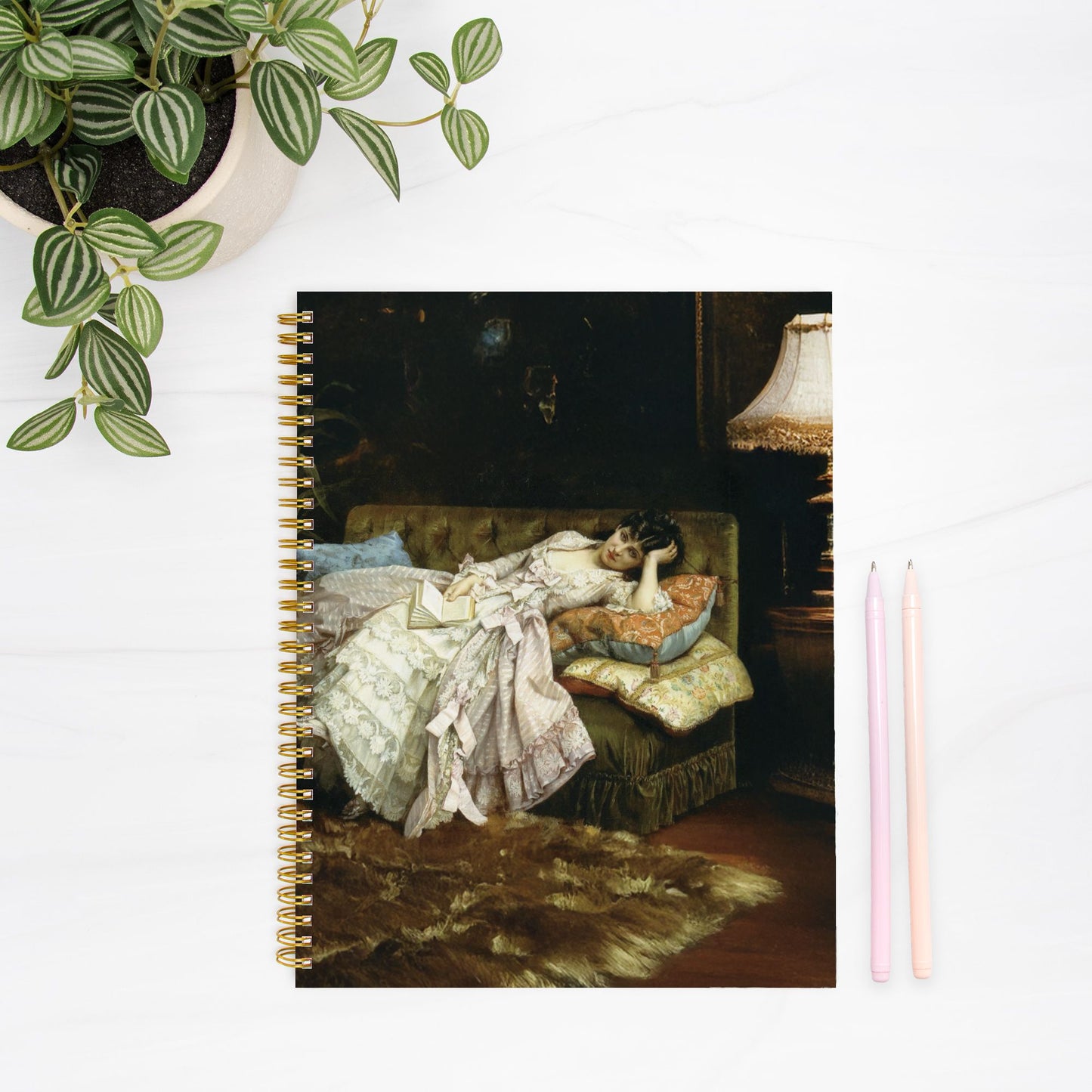 Victorian Reading Room Notebook Hardcover Spiral 8.5 x 11