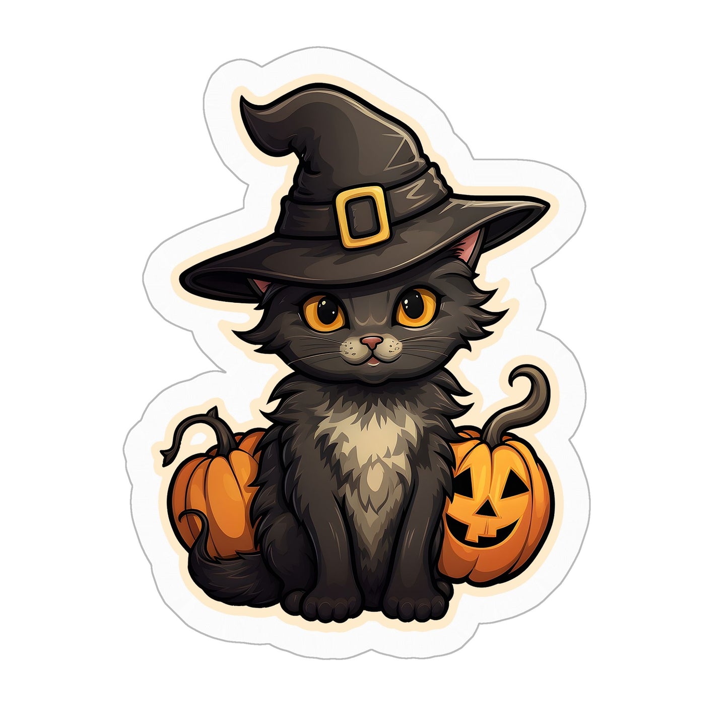 Halloween Cat Kiss Cut Stickers - 3" x 3"