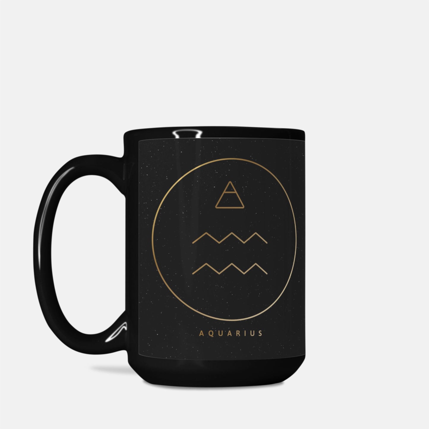 Aquarius Black & Gold Mug Deluxe 15oz. Black