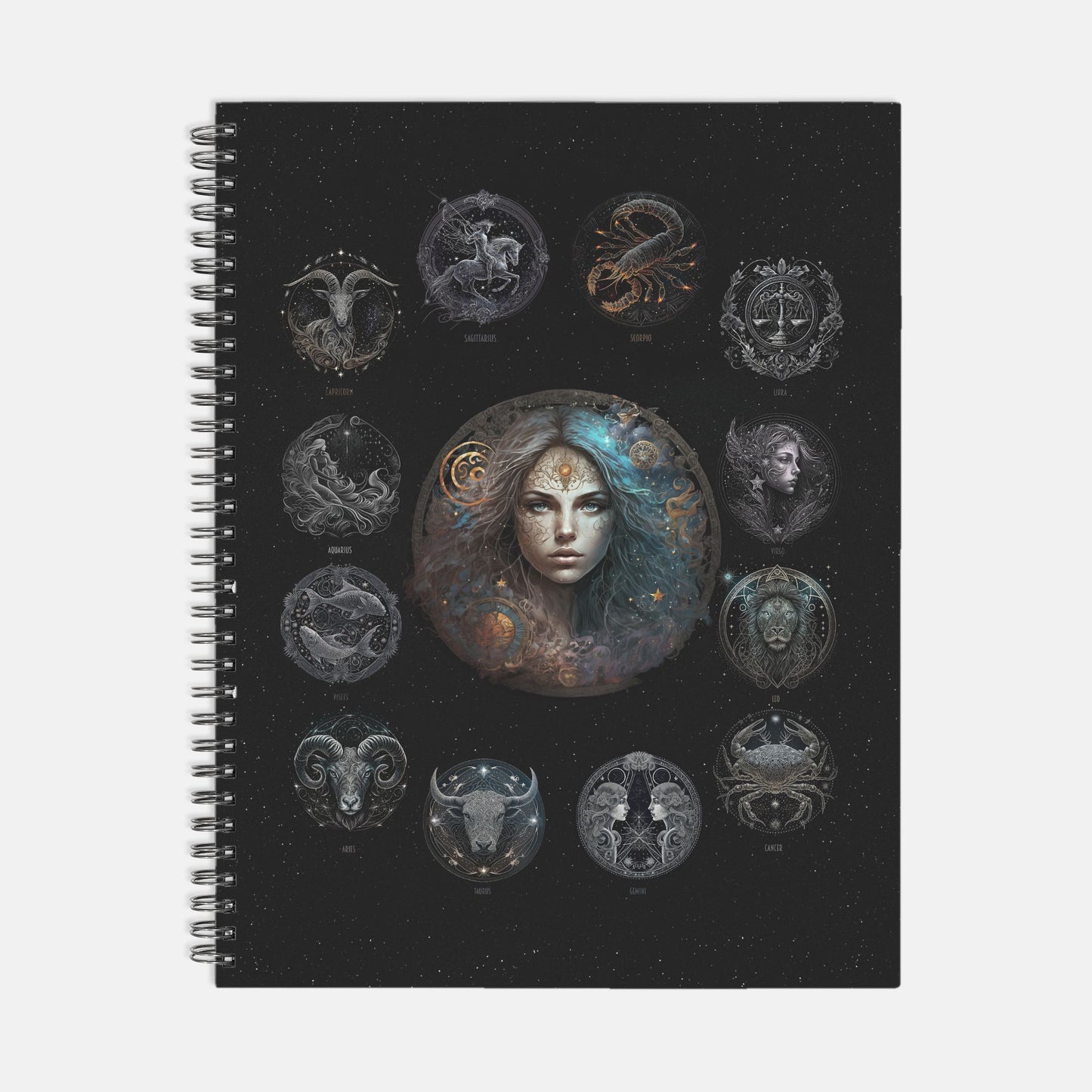 Cosmic Astrology Symbols Large Notebook Hardcover Spiral