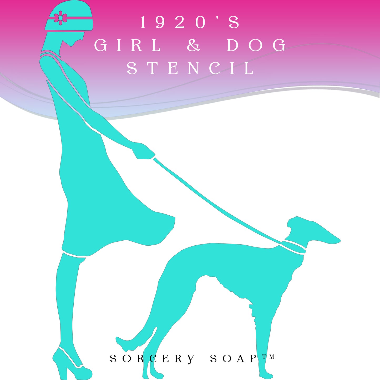 1920's Girl and Dog Stencil - Sorcery Soap