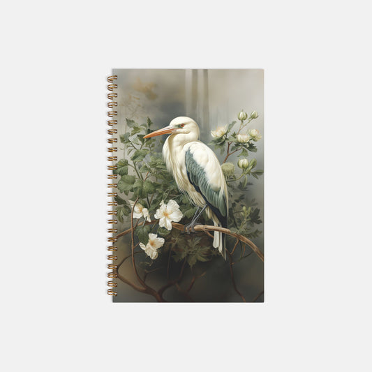 Stunning Stork Notebook Hardcover Spiral 5.5 x 8.5