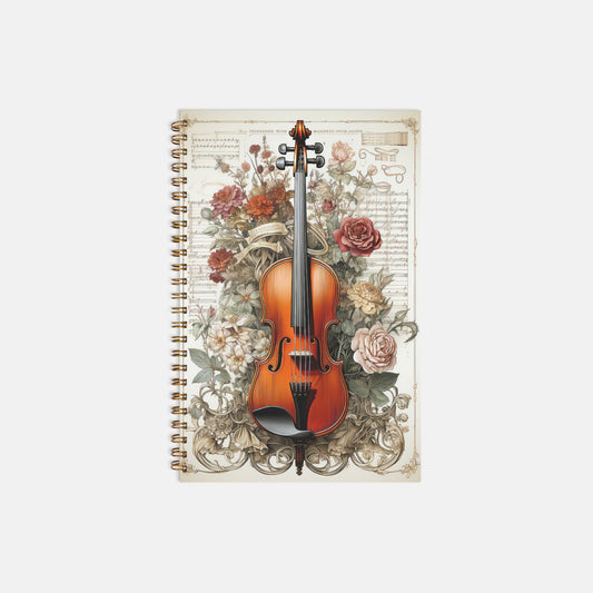 Blossoming Music Violin Notebook Hardcover Spiral 5.5 x 8.5