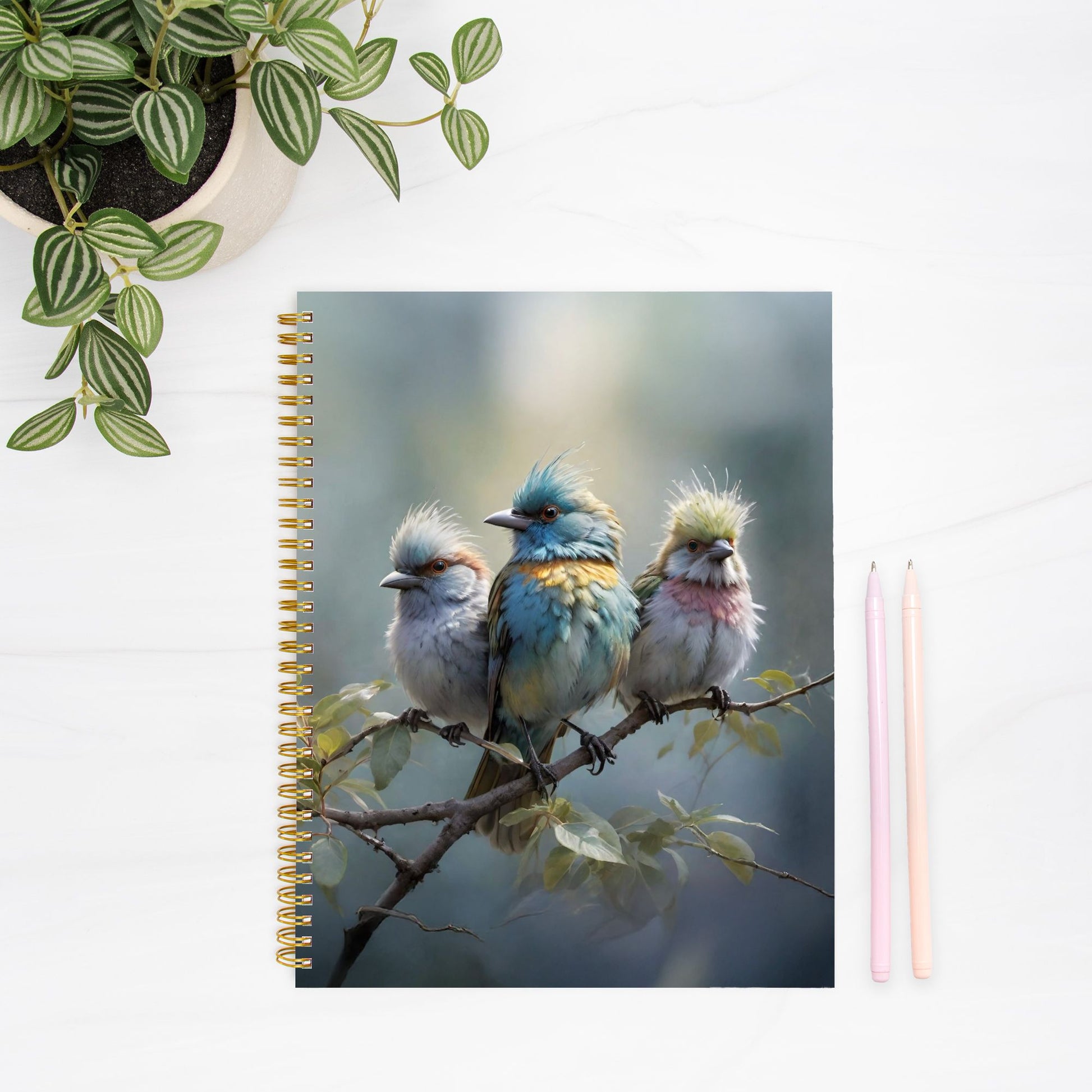 Enchanted Birds Notebook Hardcover Spiral 8.5 x 11