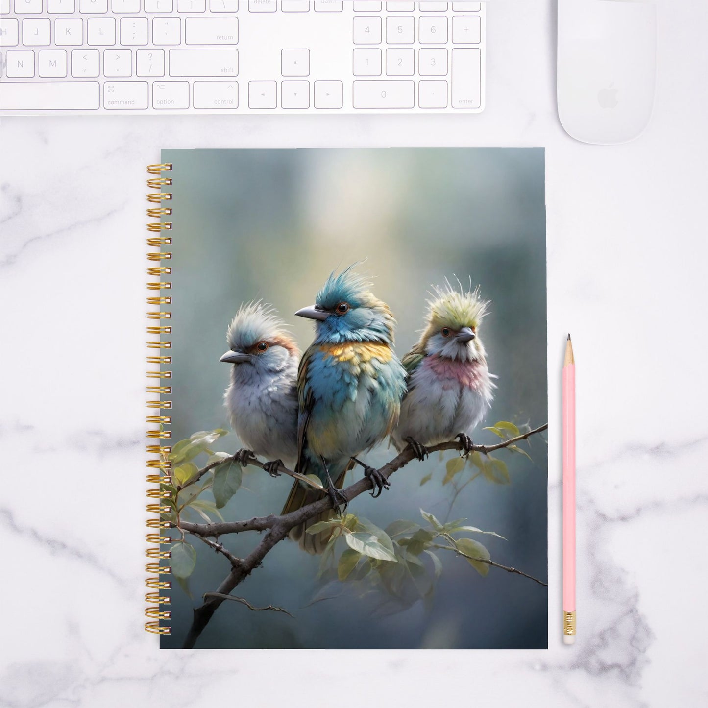 Enchanted Birds Notebook Hardcover Spiral 8.5 x 11