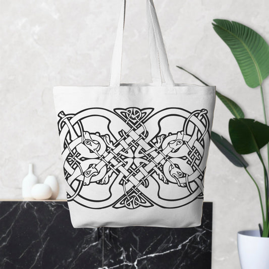 Celtic Wolf Ouroboros Knot Oversized Tote