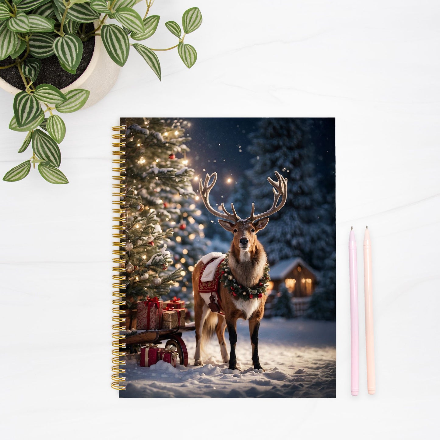 Reindeer (Magnyr) Notebook Hardcover Spiral 8.5 x 11
