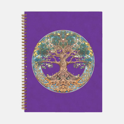 Purple Tree of Life journal Notebook Hardcover Spiral 8.5 x 11
