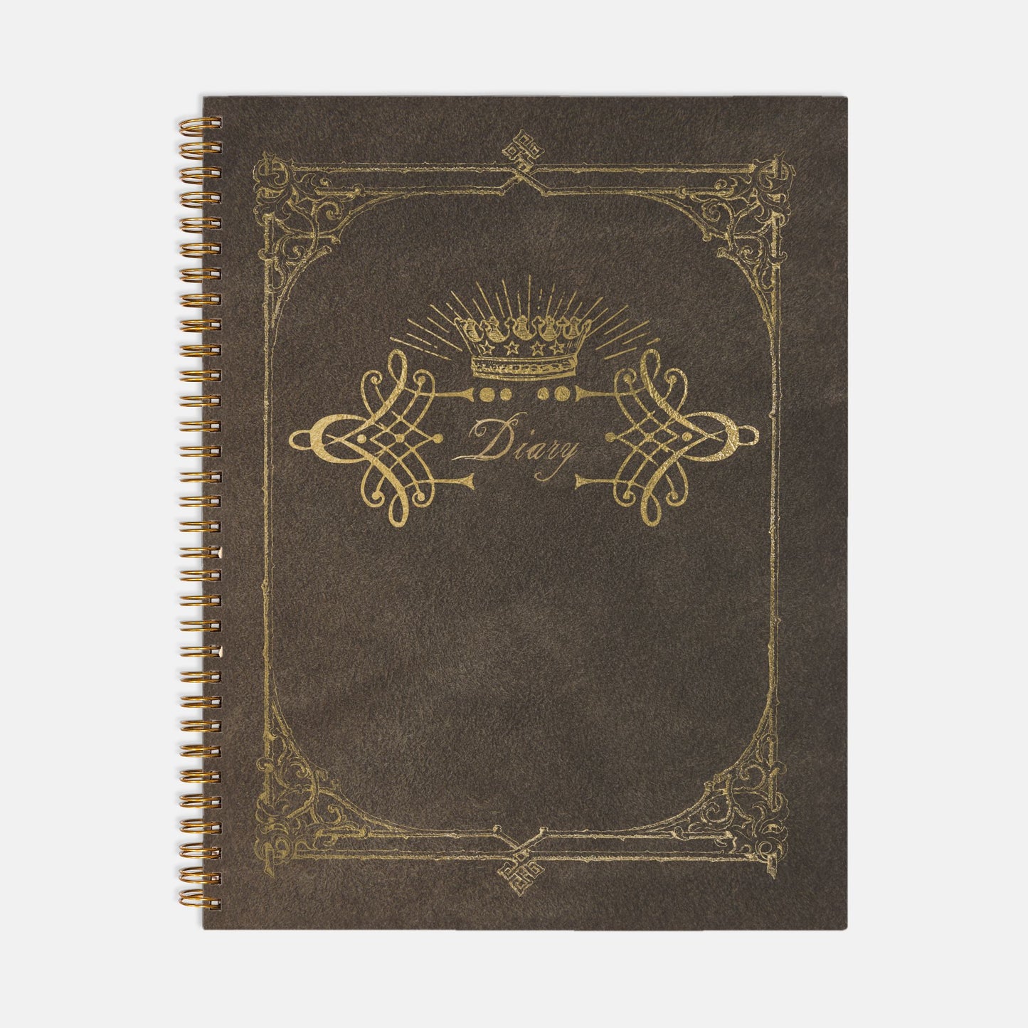 Brown Suede Diary Hardcover Spiral 8.5 x 11