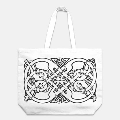 Celtic Wolf Ouroboros Knot Oversized Tote