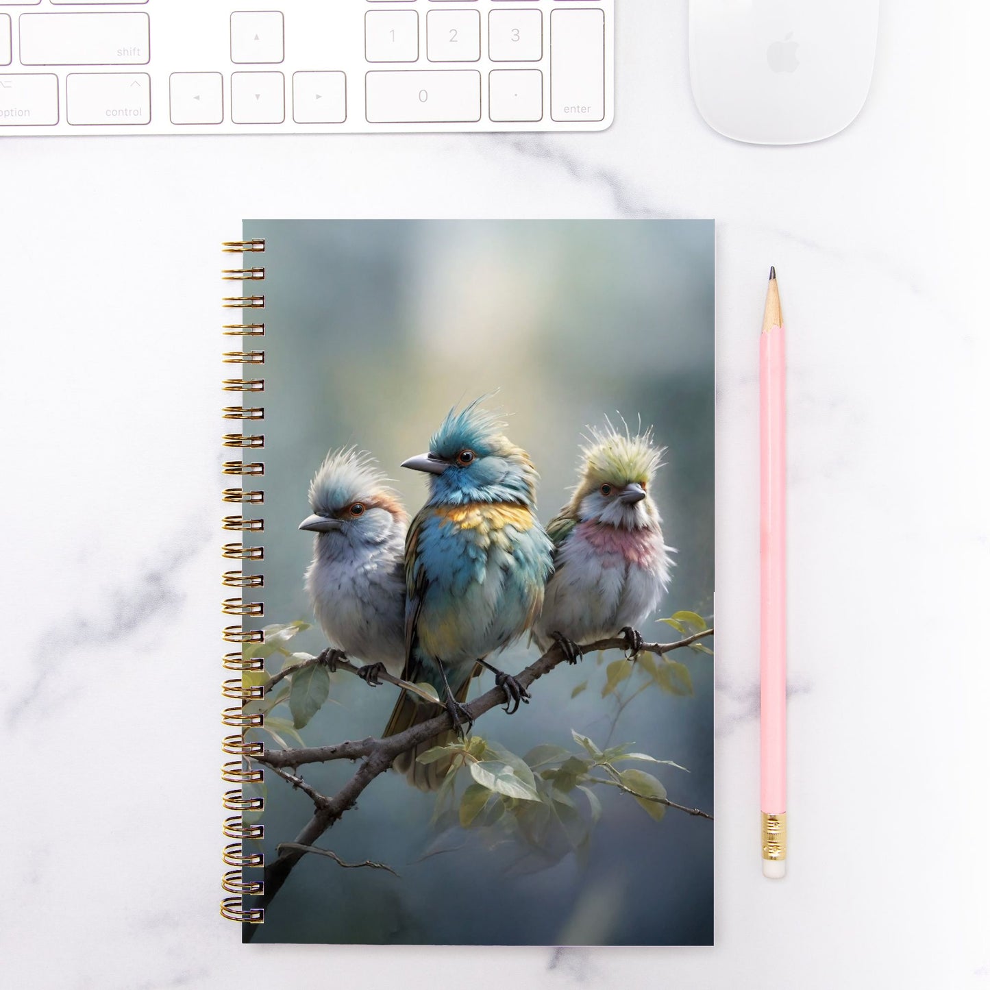 Enchanted Birds Notebook Hardcover Spiral 5.5 x 8.5