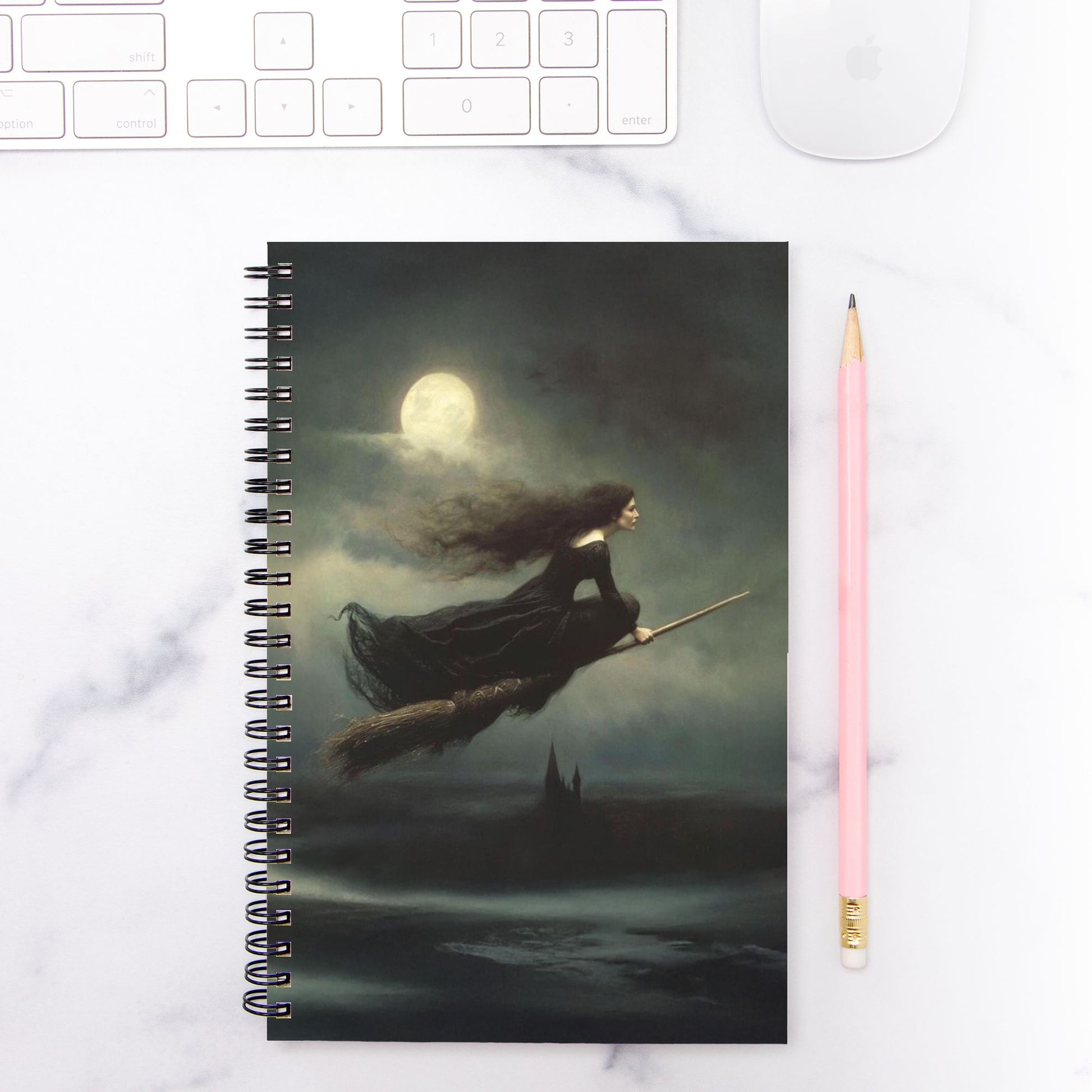 Flying Witch Notebook Hardcover Spiral 5.5 x 8.5