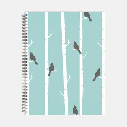 Ice Blue Bird Journal Hardcover Spiral 8.5 x 11