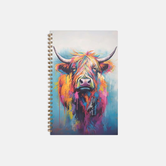 Shaggy Cow Watercolor Notebook Hardcover Spiral 5.5 x 8.5