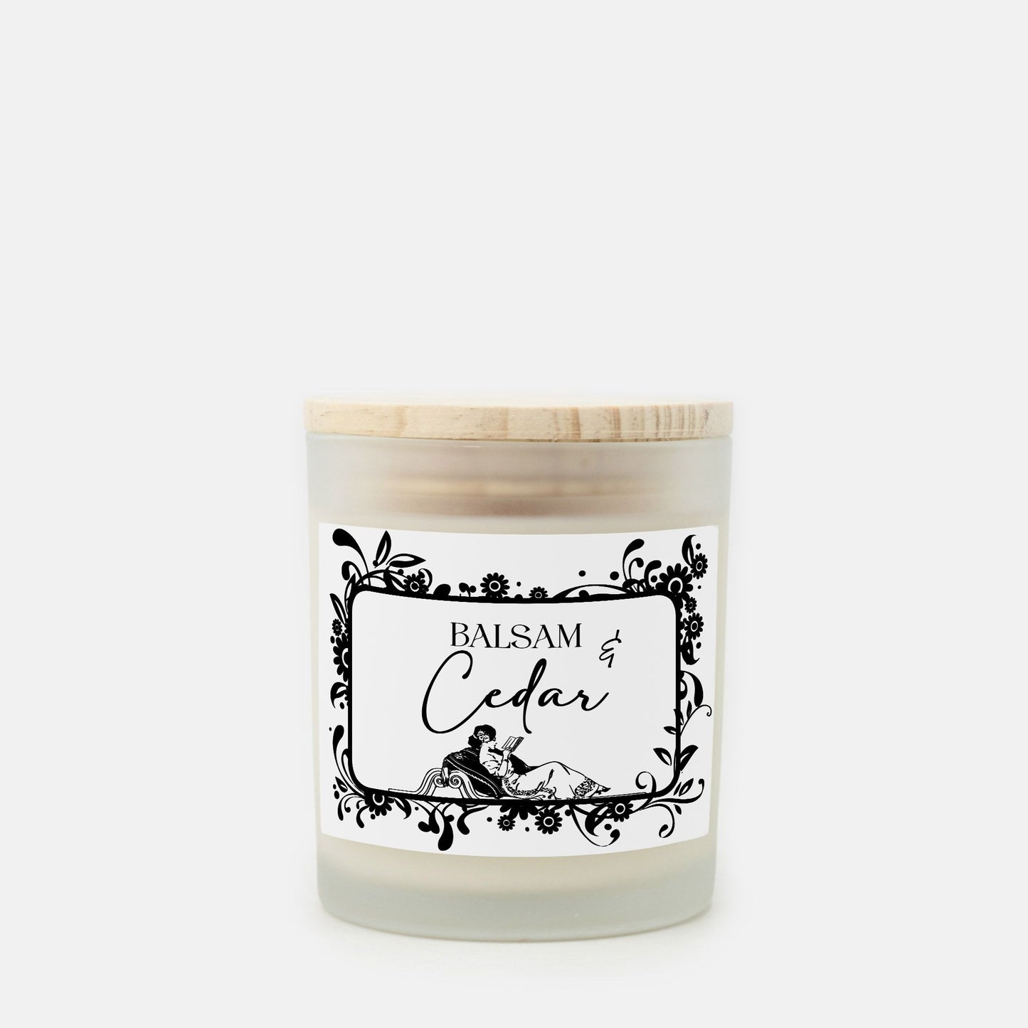 Balsam + Cedar Candle Frosted Glass (Hand Poured 11 oz)