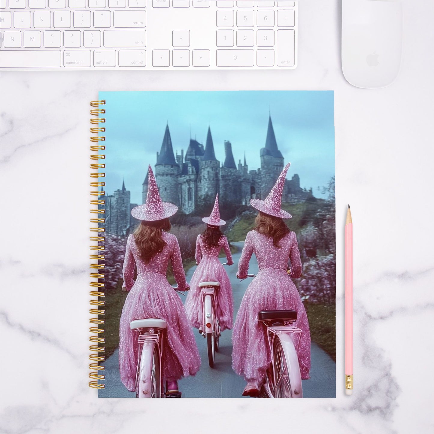 Pink Wardenguard Witches Notebook Hardcover Spiral 8.5 x 11