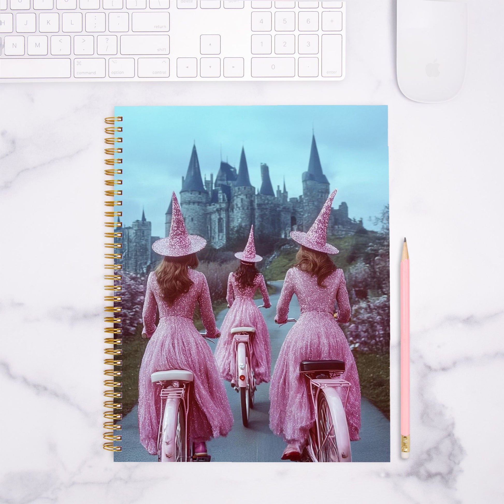 Pink Wardenguard Witches Notebook Hardcover Spiral 8.5 x 11