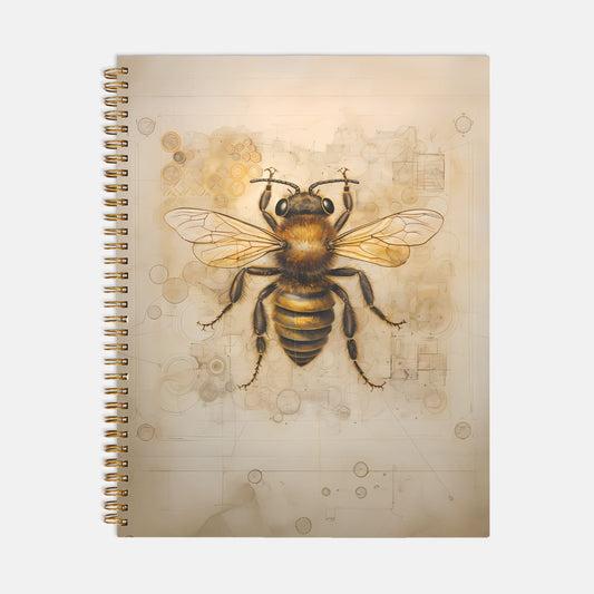 Steampunk Bee Journal Notebook Hardcover Spiral 8.5 x 11