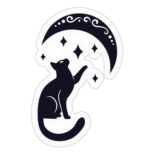 Cat and Moon Kiss Cut Stickers - 3" x 3"