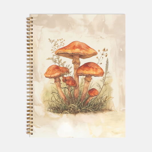 Mushroom Enchantment Journal Notebook Hardcover Spiral 8.5 x 11
