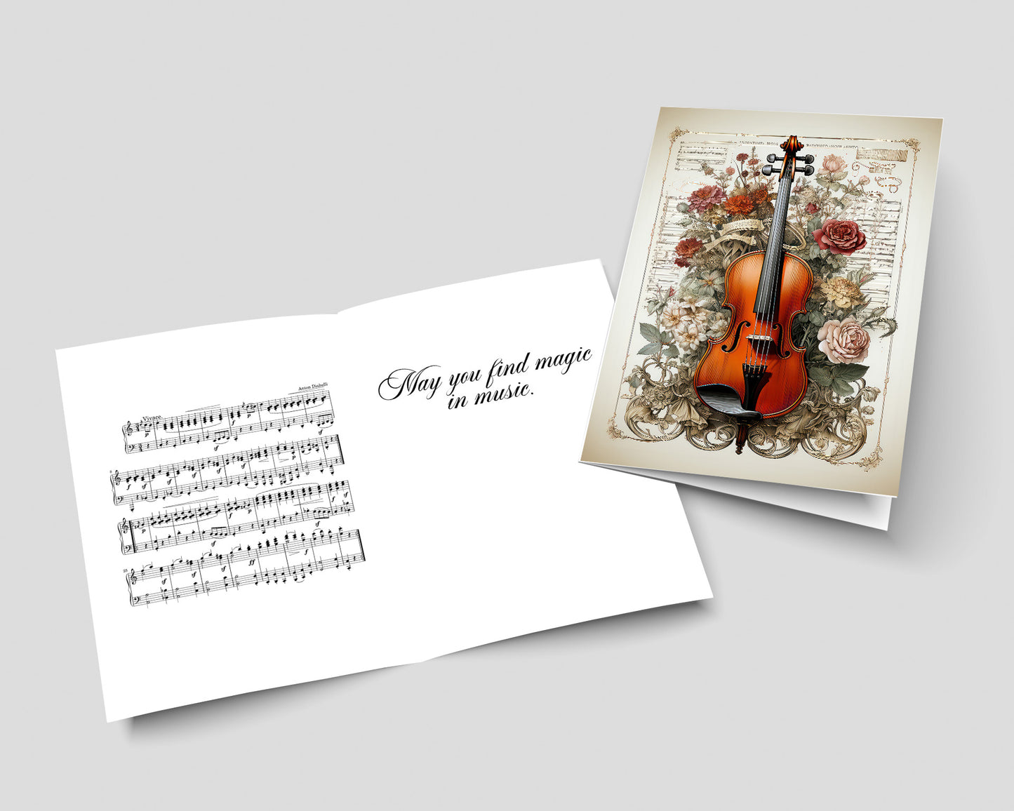 Antique Music Folded Card A2 (QTY 10)