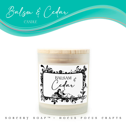 Balsam + Cedar Candle Frosted Glass (Hand Poured 11 oz)